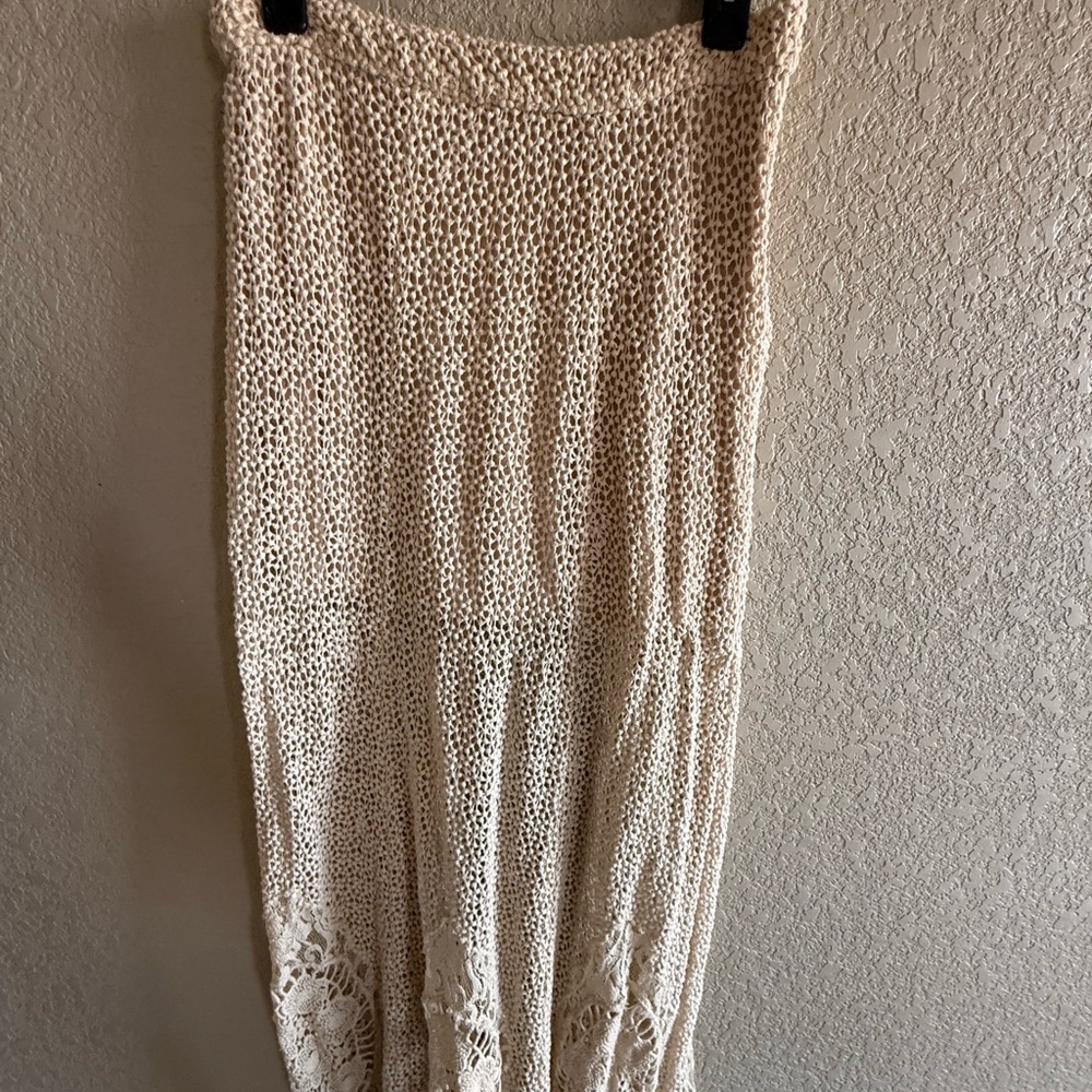 Free People Cream Knit Maxi Skirt